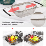 Stainless Steel Foldingf Filter Kitchen Tools Drainage Household Retractable Vegetable Fruit Basket, 24x34x11cm, 18x27x11cm