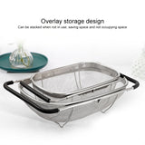 Stainless Steel Foldingf Filter Kitchen Tools Drainage Household Retractable Vegetable Fruit Basket, 24x34x11cm, 18x27x11cm