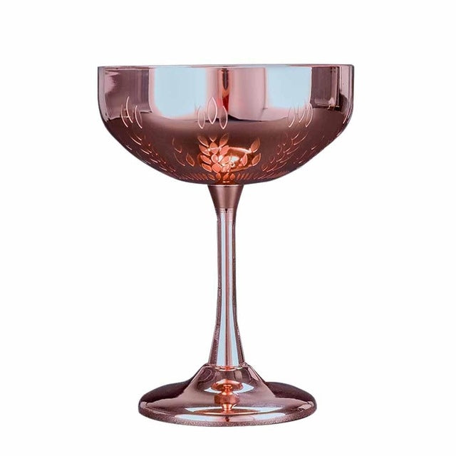 304 Stainless Steel Cup Ear Of Wheat Print Martini Goblet Wine Glass Drinkware Red