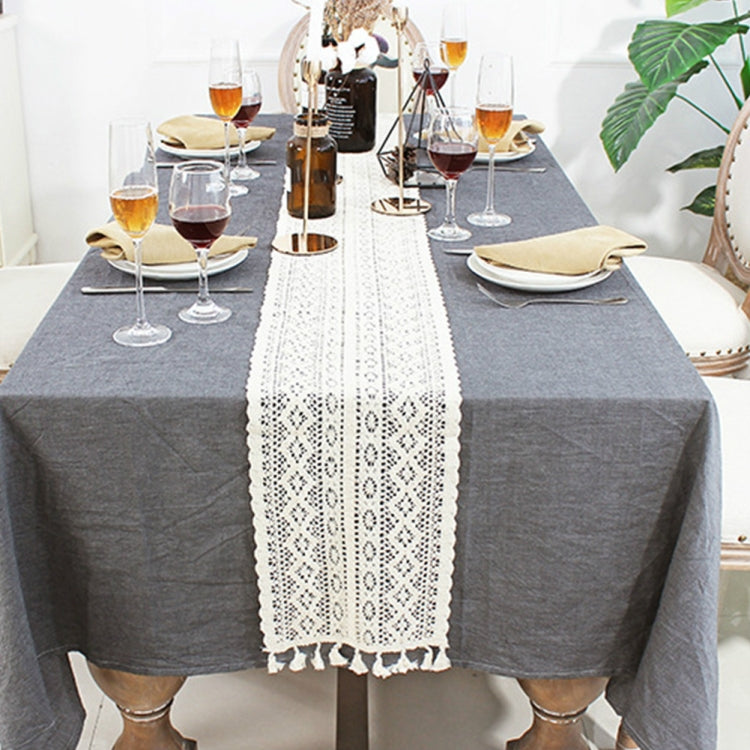 Tassel Lace Floral Romance Retro Crochet Hollow Cotton Blend Table Runner Covers, 24x160cm, 24x180cm, 24x200cm, 24x220cm, 24x240cm, 24x140cm 24x240cm