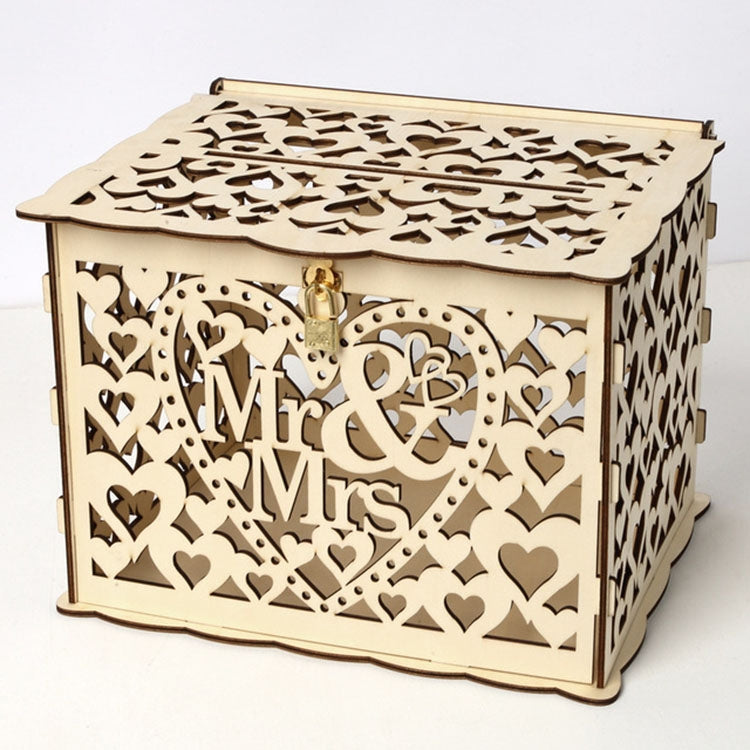 DIY Wooden Beautiful Wedding Card Box Gift Decoration Box, Small, Large