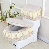 3 PCS / Set Universal Anti-Dust Cover Fabric Zipper Toilet Seat Beige