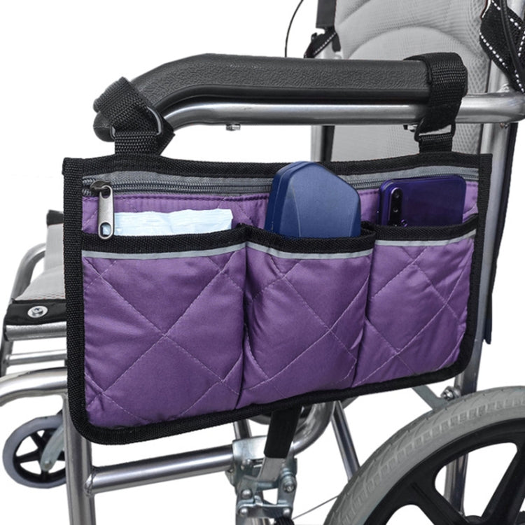 Walking Aid Wheelchair Armrest Side Storage Bag Car Storage Hanging Bag, Purple, Black, Brown, Red Wine, Dark Blue Purple