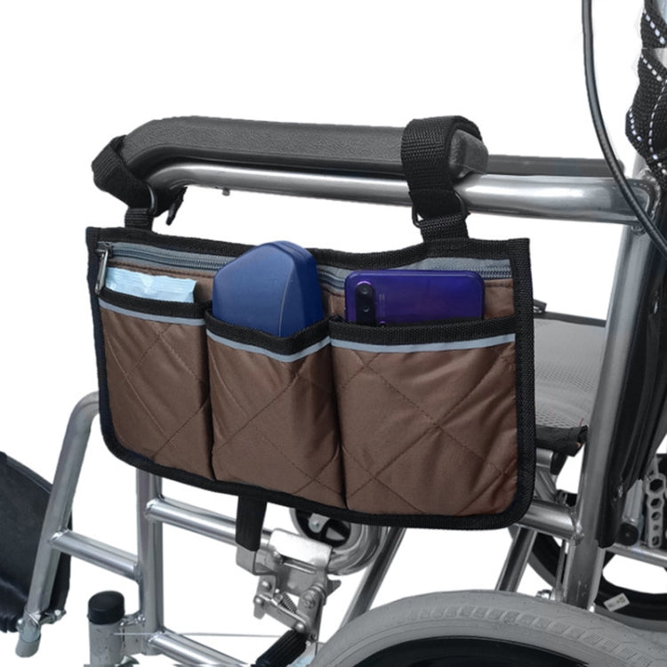Walking Aid Wheelchair Armrest Side Storage Bag Car Storage Hanging Bag, Purple, Black, Brown, Red Wine, Dark Blue Brown