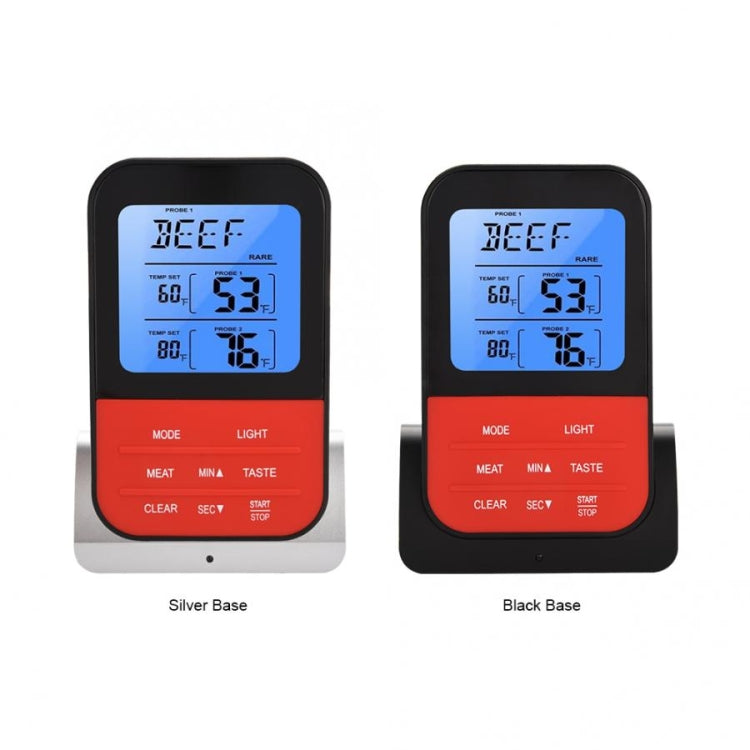 LCD Digital Food Thermometer with Dual Probe Sensors Timer