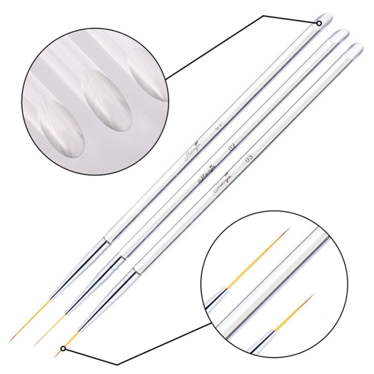 3pcs /Set Nail Double-Ended Color Brush Nail Art Drawing Pen Tool Set