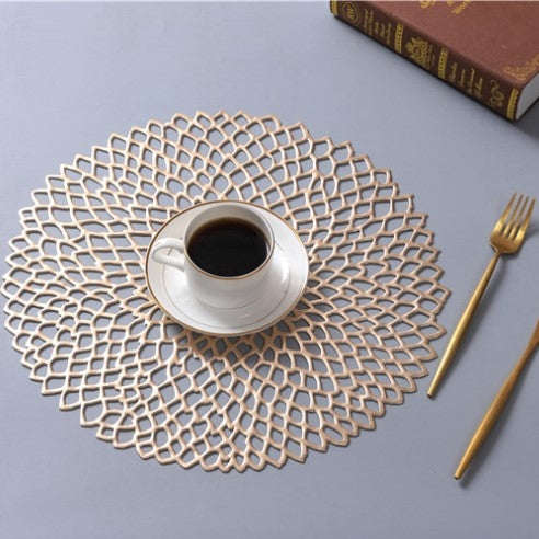 Table Bowl Mats Home Decor Placemat For Dining Table PVC Plastic Hollow Insulation Round Baroque Mediterranean Coaster Pads