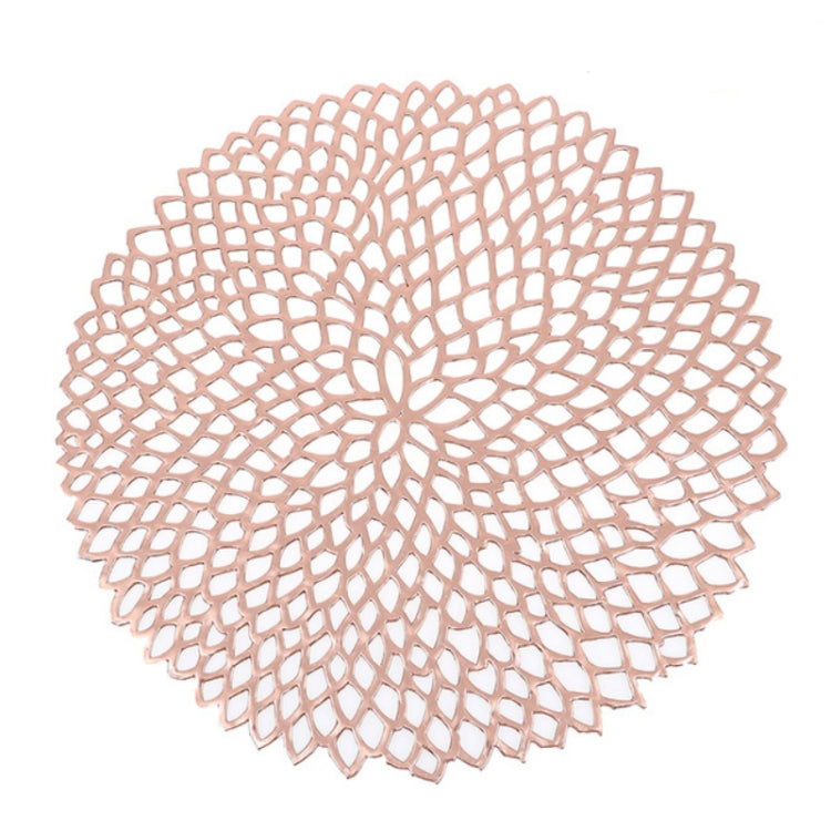 Table Bowl Mats Home Decor Placemat For Dining Table PVC Plastic Hollow Insulation Round Baroque Mediterranean Coaster Pads Rose Gold