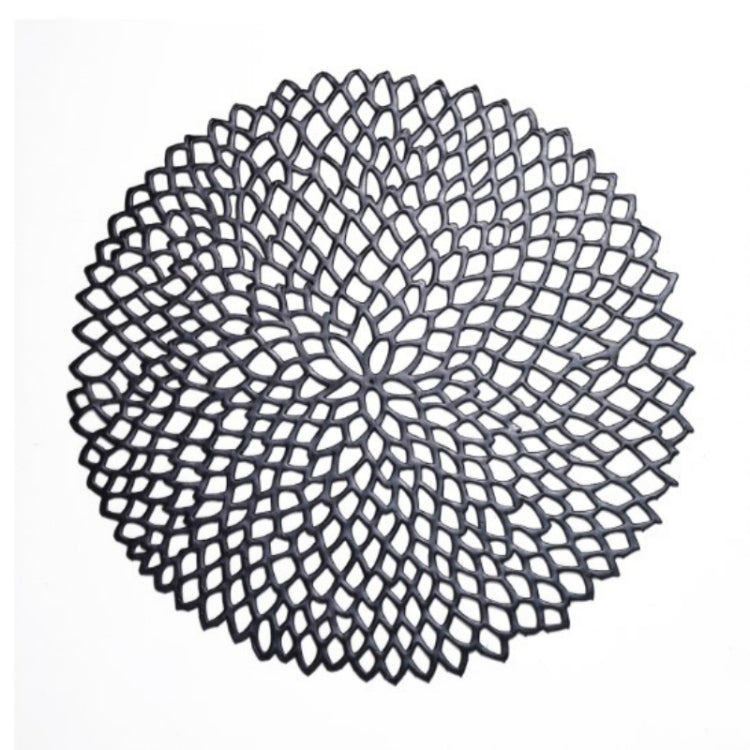 Table Bowl Mats Home Decor Placemat For Dining Table PVC Plastic Hollow Insulation Round Baroque Mediterranean Coaster Pads Black