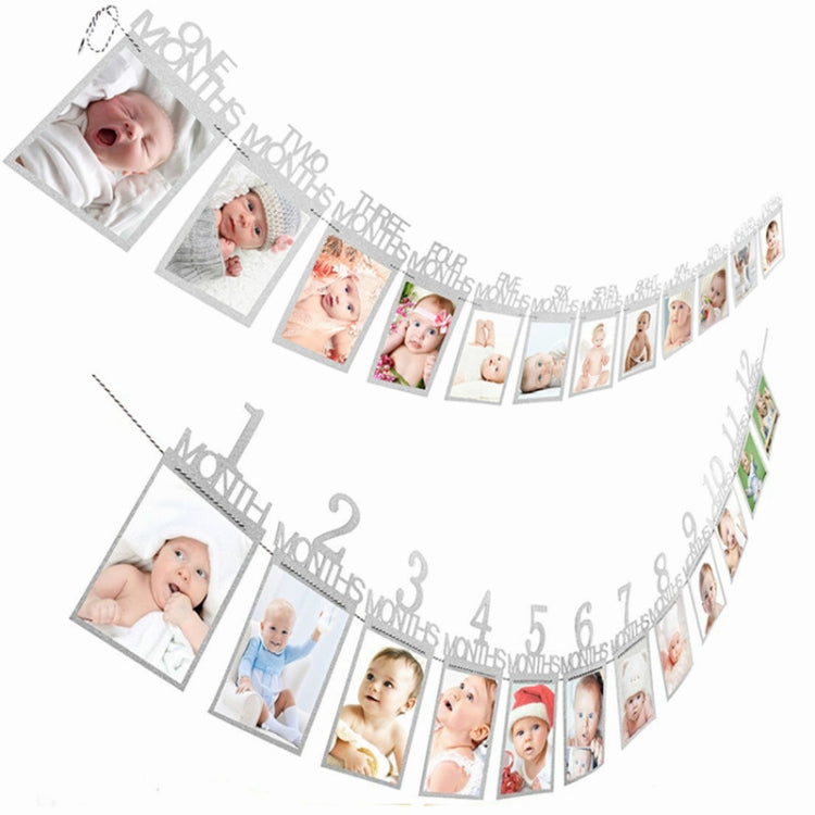 1St Baby 12 Months Birthday Pull Flag Photo Wall Slogan Banner Month Photo Clip Flower