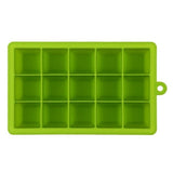 15 Grids DIY Big Ice Cube Mold Square Shape Silicone Ice Tray Fruit Ice Cream Maker Green