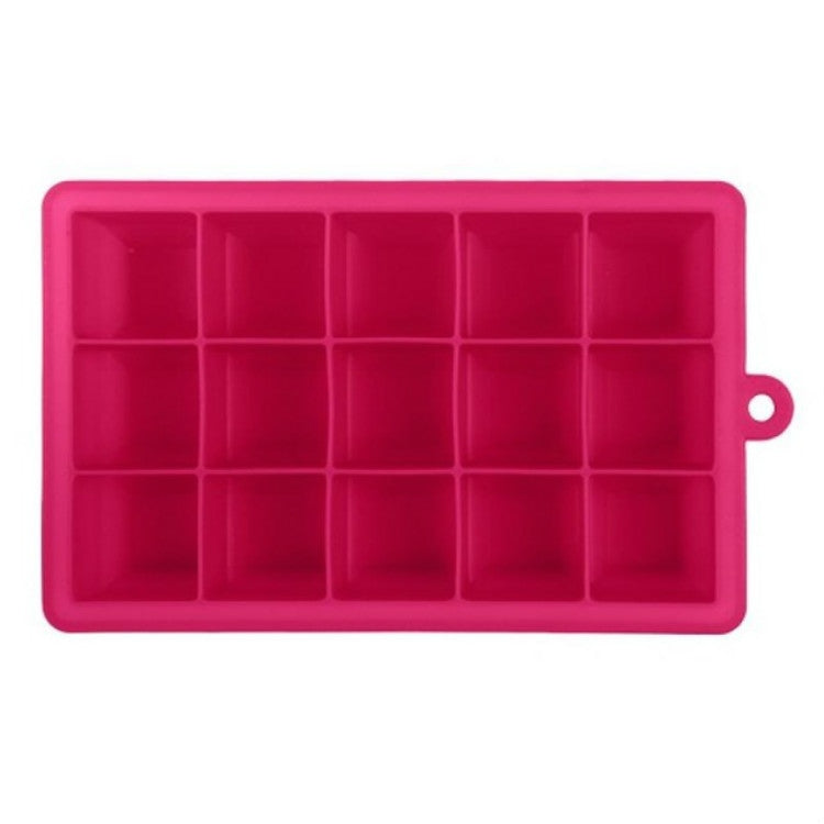 15 Grids DIY Big Ice Cube Mold Square Shape Silicone Ice Tray Fruit Ice Cream Maker Rose Red