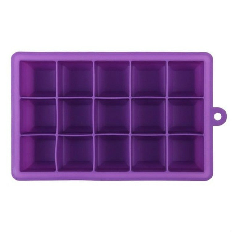 15 Grids DIY Big Ice Cube Mold Square Shape Silicone Ice Tray Fruit Ice Cream Maker Purple