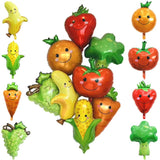 2 PCS Cartoon Vegetables and Fruits Aluminum Film Balloon Children Party Decoration Supplies Inflatable Toys, Strawberry, Broccoli, Grape, Carrot, Banana, Corn, Tomato, Orange