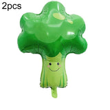 2 PCS Cartoon Vegetables and Fruits Aluminum Film Balloon Children Party Decoration Supplies Inflatable Toys, Strawberry, Broccoli, Grape, Carrot, Banana, Corn, Tomato, Orange Broccoli