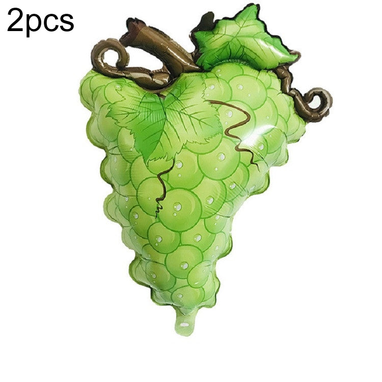 2 PCS Cartoon Vegetables and Fruits Aluminum Film Balloon Children Party Decoration Supplies Inflatable Toys, Strawberry, Broccoli, Grape, Carrot, Banana, Corn, Tomato, Orange Grape