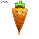 2 PCS Cartoon Vegetables and Fruits Aluminum Film Balloon Children Party Decoration Supplies Inflatable Toys, Strawberry, Broccoli, Grape, Carrot, Banana, Corn, Tomato, Orange Carrot