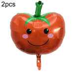 2 PCS Cartoon Vegetables and Fruits Aluminum Film Balloon Children Party Decoration Supplies Inflatable Toys, Strawberry, Broccoli, Grape, Carrot, Banana, Corn, Tomato, Orange Tomato