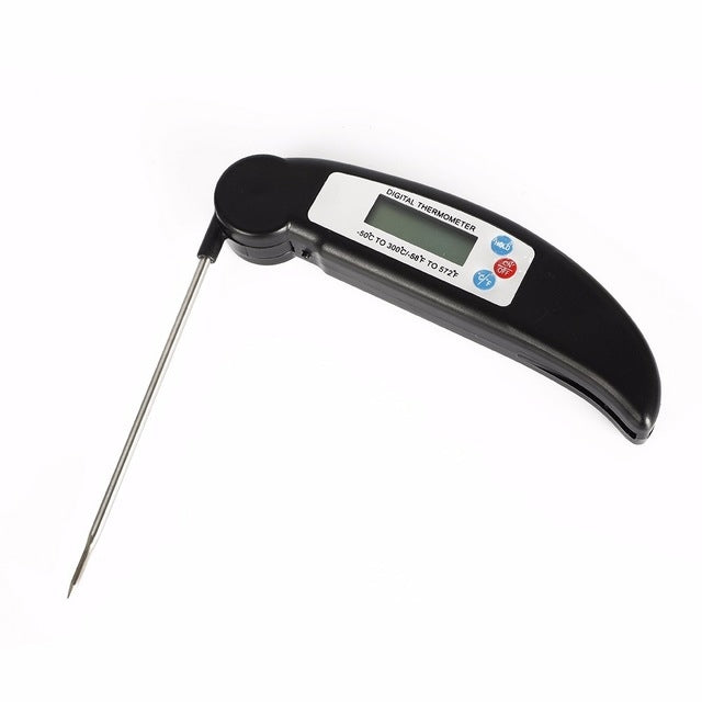 Folding Meat Thermometer Digital Kitchen Thermometer Food Cooking BBQ Probe Black