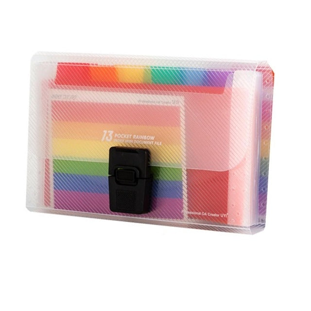 13 Grid Expanding File Folder A6 Document Buckle Lanyard Bag Multicolor Expanding File Multicolor Buckle