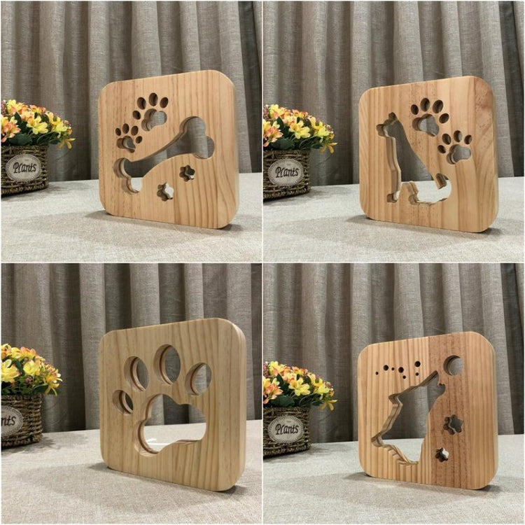Creative Shape Wooden Night Lamp Bedroom Decoration Warm Light LED, Bones, Cat Paw, Dog, Wolve