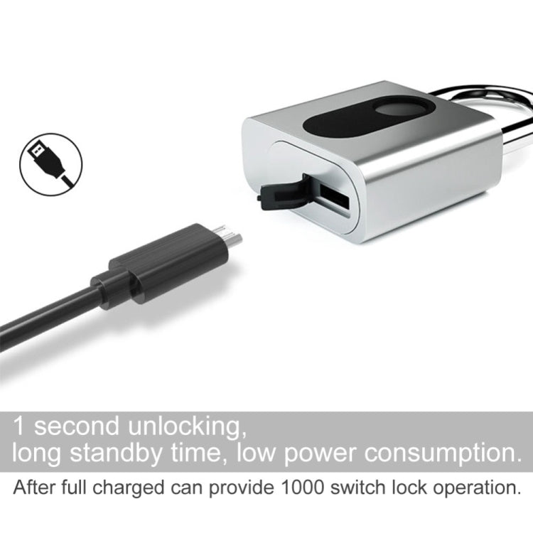 USB Rechargeable Door Lock Fingerprint Padlock Quick Unlock Security Keyless Smart Metal Lock, Keyless Smart Metal Lock