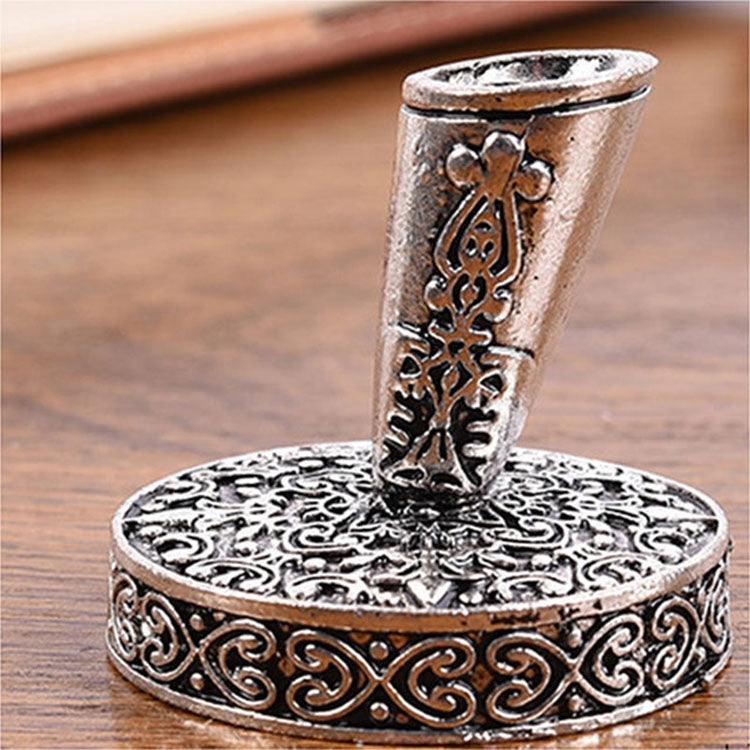 Retro Feather Pen Holder Metal Round Pen Holder, 4×4.1cm