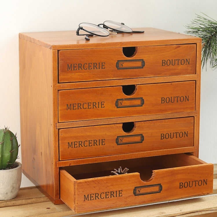 Retro Wooden Drawer Storage Cabinet Desk, One Pumping, Four Pumping