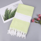 Striped Cotton Bath Towel With Tassels Thin Travel Camping Bath Sauna Beach Gym Pool Blanket Absorbent Easy Care