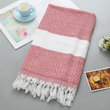Striped Cotton Bath Towel With Tassels Thin Travel Camping Bath Sauna Beach Gym Pool Blanket Absorbent Easy Care