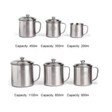 5 PCS Extra Thick 304 Stainless Steel Cup Children's Mouth Cup with Handle Cover Household adult Drinking Water Cup, 7cm without cover, 8cm with cover, 9cm with cover, 10cm with cover, 11cm with cover, 12cm with cover