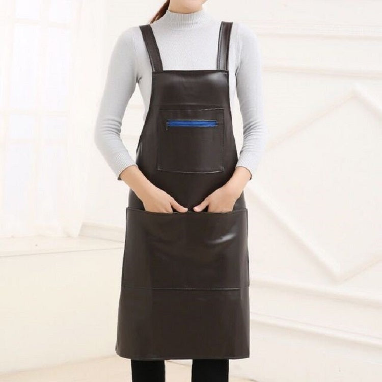Waterproof Oil Proof Soft Leather Thick Wear-resistant Men and Women Overalls Apron Coffee