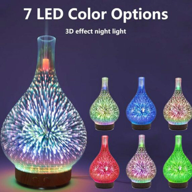 STB-XB10 3D Fireworks 7 Colors LED Night Light Air Humidifier Aroma Essential Oil Diffuser Mist Maker, US Plug, EU Plug, UK Plug, AU Plug