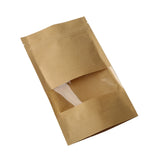 50 PCS Zipper Self Sealing Kraft Paper Bag with Window Stand Up for Gifts/Food/Candy/Tea/Party/Wedding Gifts, 9x14+3cm, 10x15+3cm, 12x20+4cm, 14x20+4cm, 14x22+4cm, 16x22+4cm, 16x26+4cm, 17x24+4cm, 18x26+4cm, 20x30+5cm, 23x35+5cm, 30x40+6cm