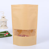 50 PCS Zipper Self Sealing Kraft Paper Bag with Window Stand Up for Gifts/Food/Candy/Tea/Party/Wedding Gifts, 9x14+3cm, 10x15+3cm, 12x20+4cm, 14x20+4cm, 14x22+4cm, 16x22+4cm, 16x26+4cm, 17x24+4cm, 18x26+4cm, 20x30+5cm, 23x35+5cm, 30x40+6cm