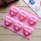 6 in 1 Heart Shape Silicone Mold For Baking Mousse Cake DIY Silicone Molds, 6 in 1 Heart Shape