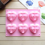 6 in 1 Heart Shape Silicone Mold For Baking Mousse Cake DIY Silicone Molds, 6 in 1 Heart Shape