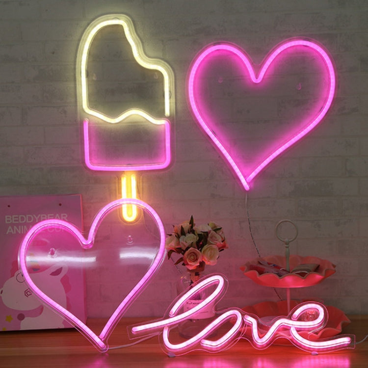 LED Acrylic Transparent Back Panel Neon Light Holiday Decoration Lamp, Cactus, Love, Popsicle, Banana