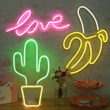 LED Acrylic Transparent Back Panel Neon Light Holiday Decoration Lamp, Cactus, Love, Popsicle, Banana