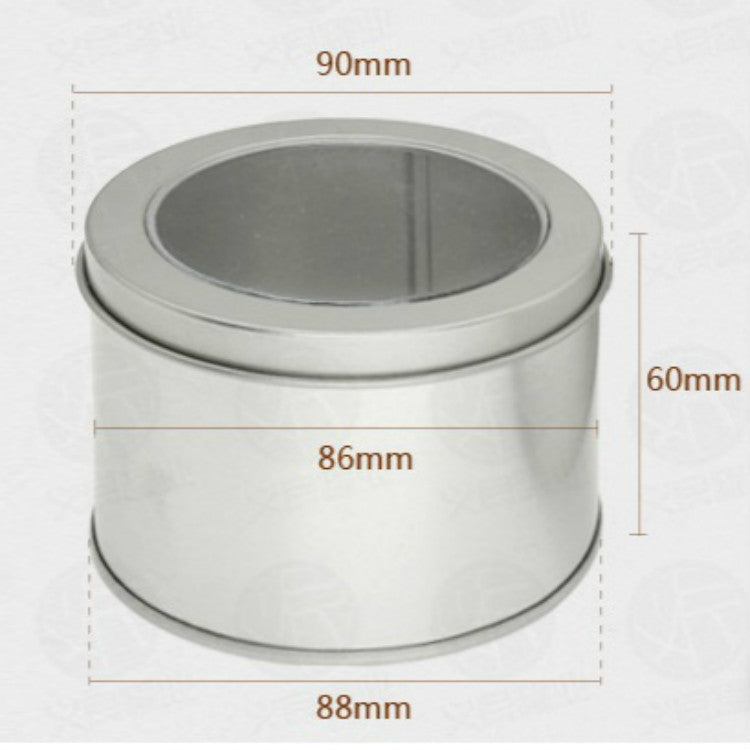 Deep Round Skylight Transparent Window Top Cover Tin Box Food Tea Can Baking Cake Box, 9cm x 9cm x 6cm
