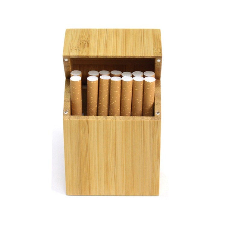 Creative Wooden Cigarette Case Magnet Adsorption Clamshell Cigarette Case, Black, Carbonized Bamboo, Rosewood, Cherry Wood