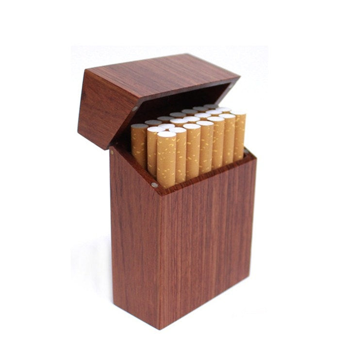 Creative Wooden Cigarette Case Magnet Adsorption Clamshell Cigarette Case, Black, Carbonized Bamboo, Rosewood, Cherry Wood