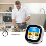 Kitchen Food Digital Display Touch Field Barbecue Thermometer, Black with Silver Frame, Gray with White Box