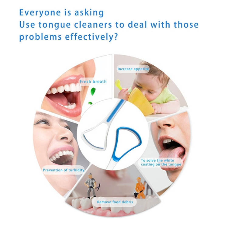 2 PCS Tongue Coating Cleaning Scraper To Remove Bad Breath Tongue Brush Random Color Delivery