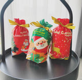 50pcs / Pack Christmas Gift Bag Candy Biscuit Drawstring Bundle Christmas Cookie Bag, Drawstring Bundle Cookie Bag