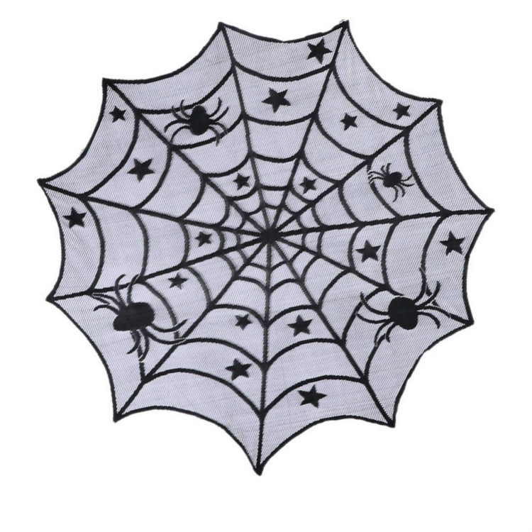 Halloween Party Black Lace Spider Web Tablecloth Decoration, 102x102CM