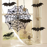 Halloween Party Black Lace Spider Web Tablecloth Decoration, 102x102CM