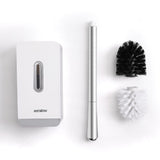 MENGNI Suction Wall Long Handle Toilet Brush Storage Box Bathroom Cleaning Kit