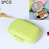 3 PCS 8-Grid Double-layer Portable Mini Straw Pill Storage Box Wheat Green