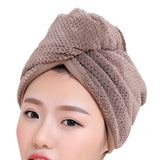 Womens Magic Quick Dry Bath Hair Drying Towel Cap Bathing Tool Brown